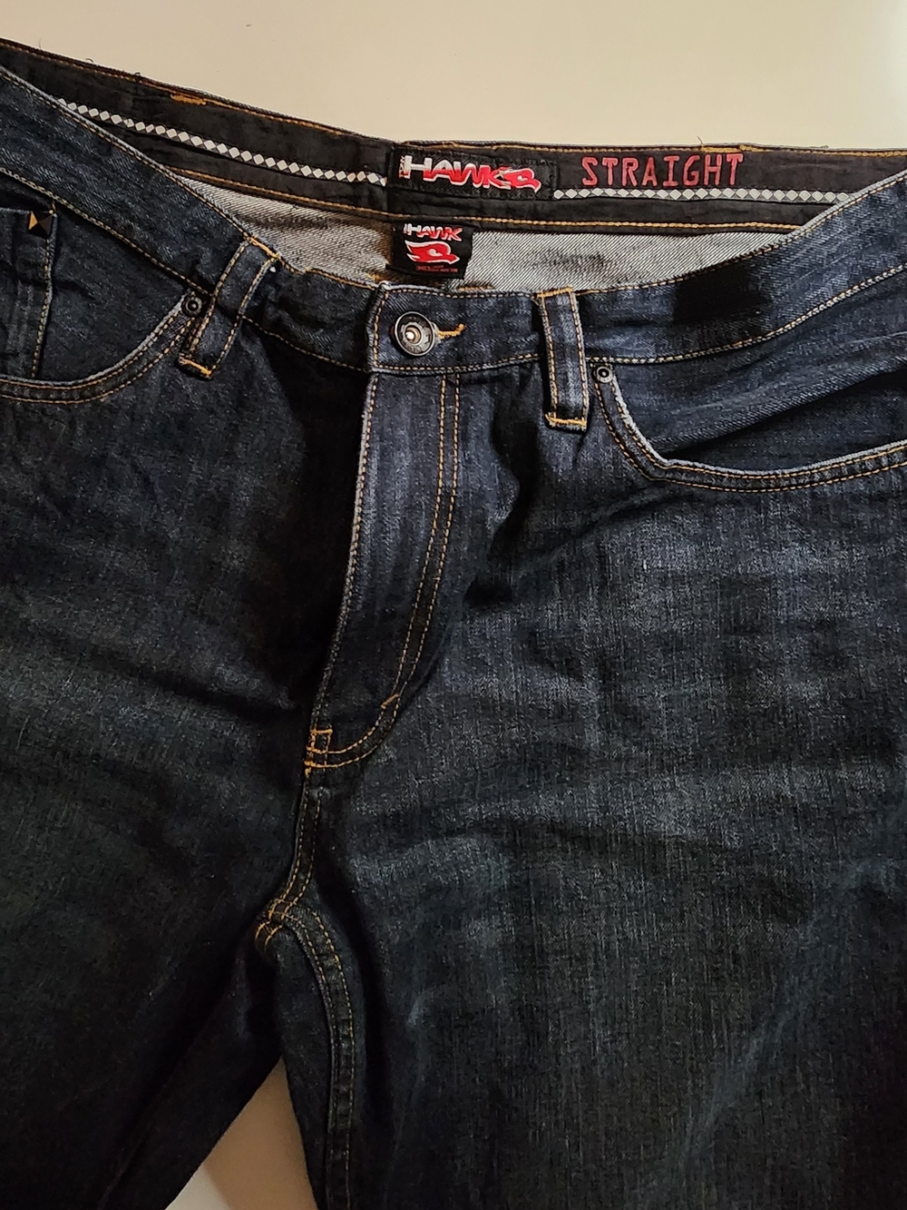 Tony Hawk Men's Dark Blue Straight Jeans with Contrast Stitching